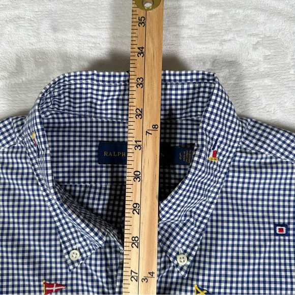 Ralph Lauren Shirt Men Size L Embroidered Flag Check Long Sleeve 100% Cotton EUC - Picture 8 of 10